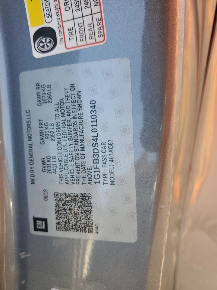 2020 Chevrolet Camaro Ls VIN: 1G1FB3DS4L0110340 Lot: 71074285