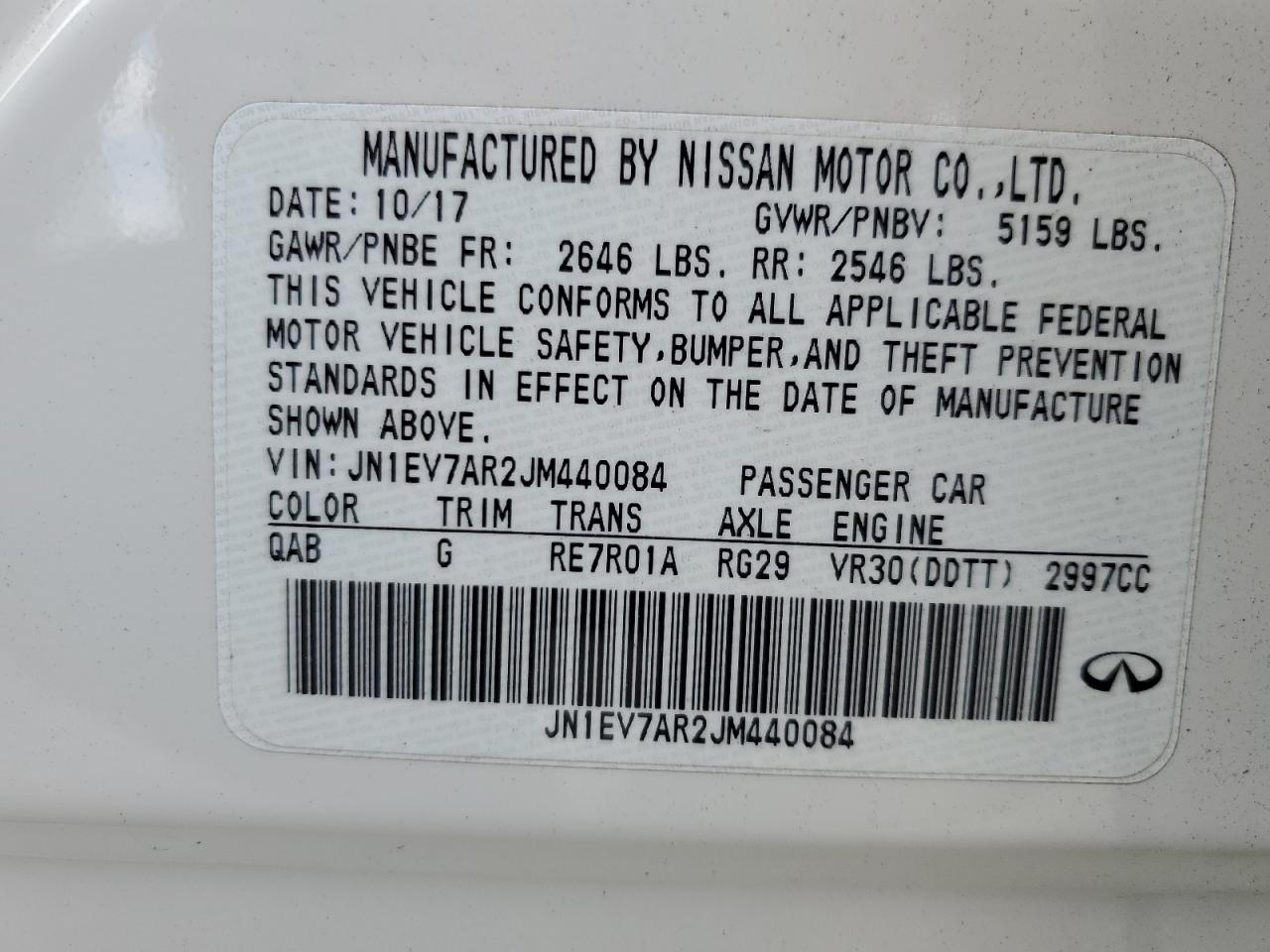 2018 Infiniti Q50 Luxe VIN: JN1EV7AR2JM440084 Lot: 70596195