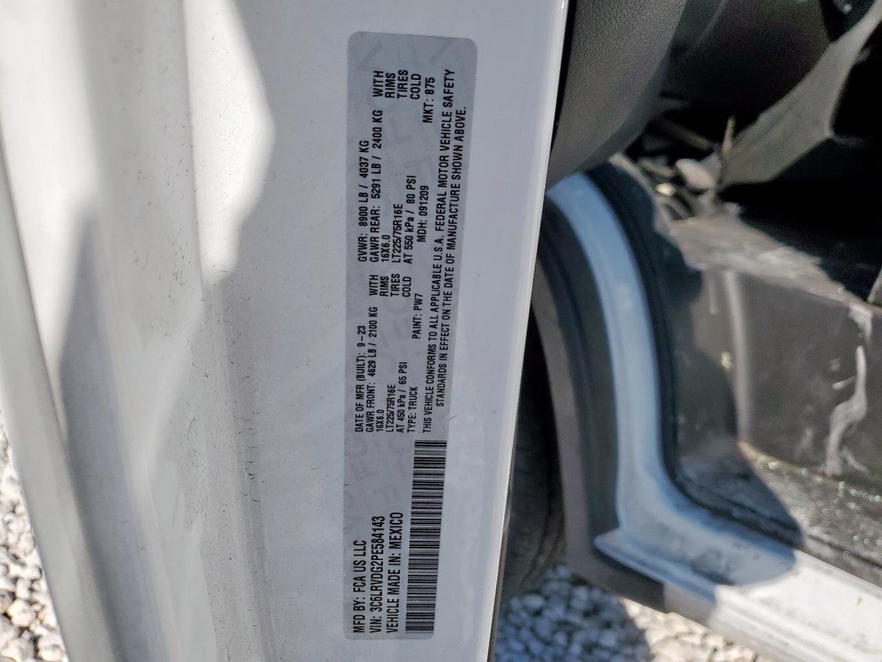 2023 Ram Promaster 2500 2500 High VIN: 3C6LRVDG2PE584143 Lot: 84198915