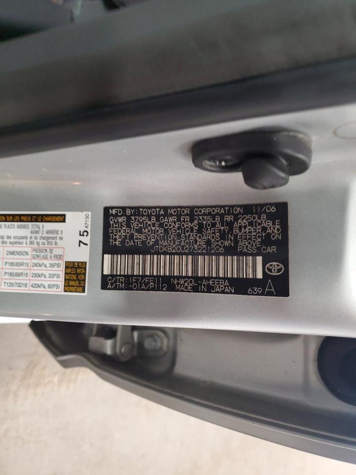 2007 Toyota Prius VIN: JTDKB20U273221206 Lot: 80580235