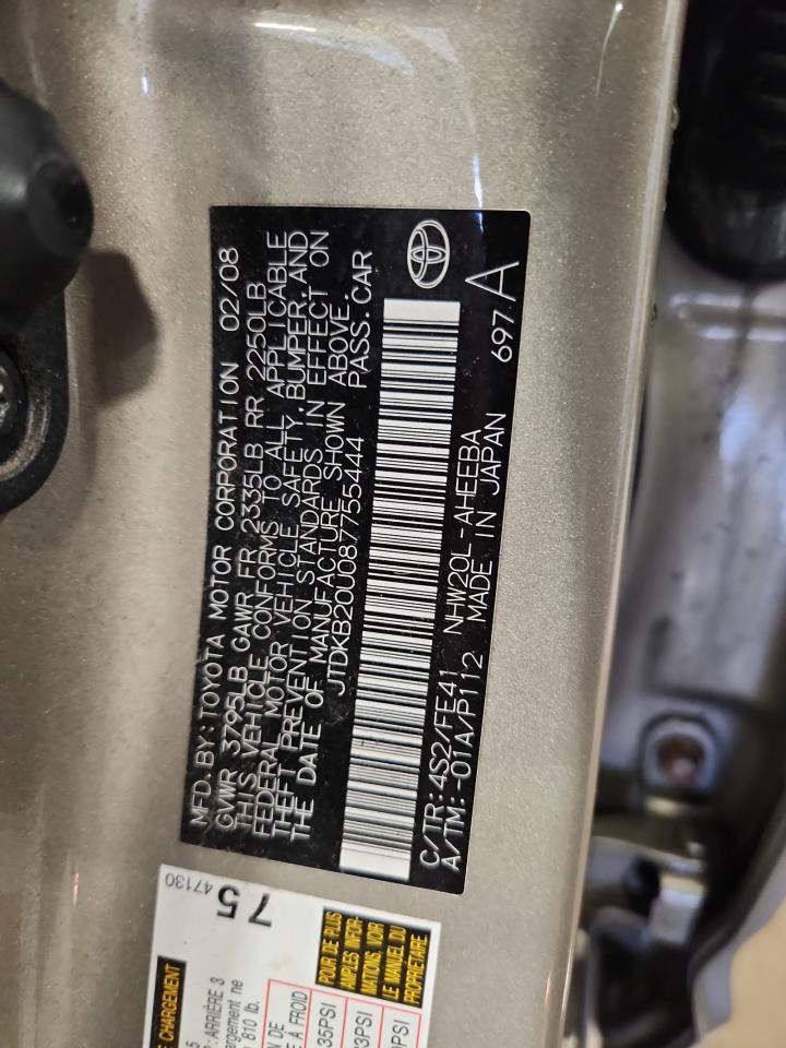 2008 Toyota Prius VIN: JTDKB20U087755444 Lot: 71116805