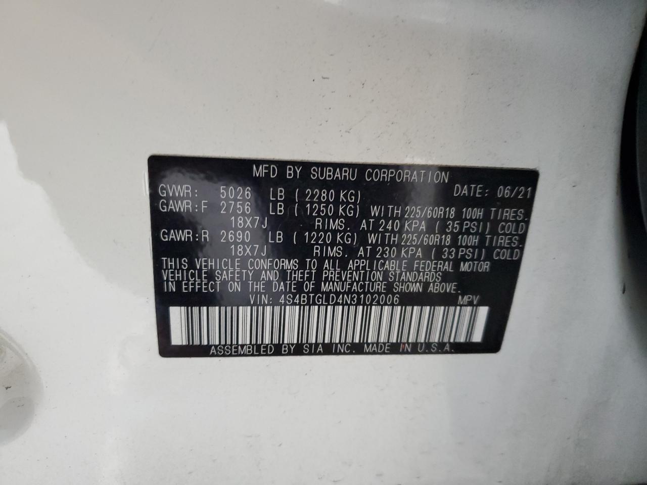 2023 Subaru Outback Onyx Edition Xt VIN: 4S4BTGLD4N3102006 Lot: 71819155