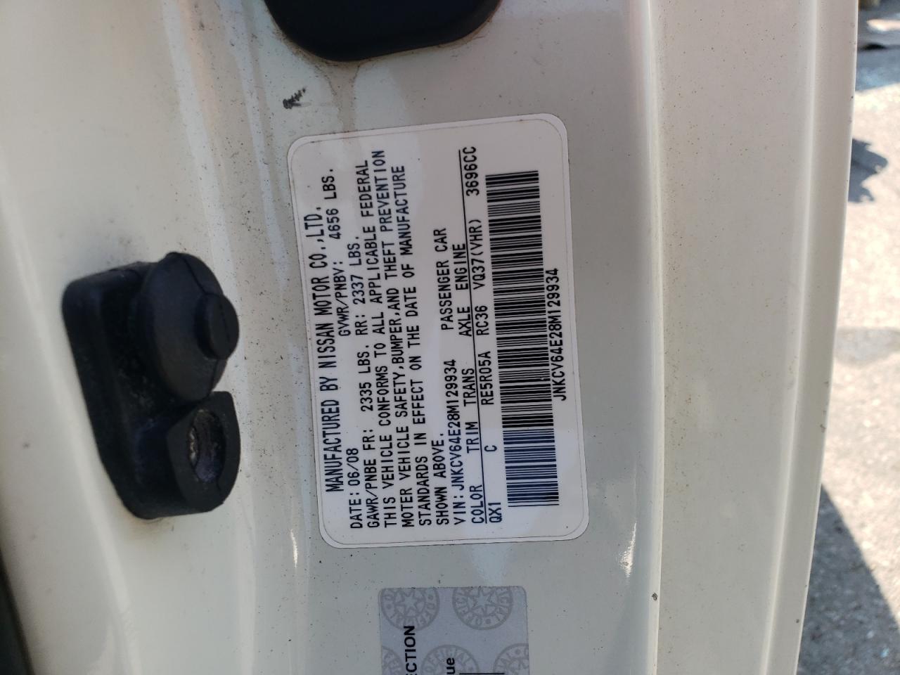 2008 Infiniti G37 Base VIN: JNKCV64E28M129934 Lot: 81148165