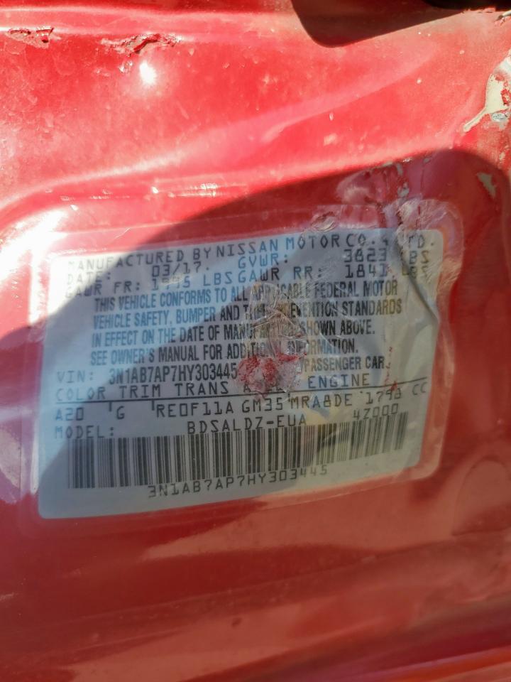 2017 Nissan Sentra S VIN: 3N1AB7AP7HY303445 Lot: 81953185