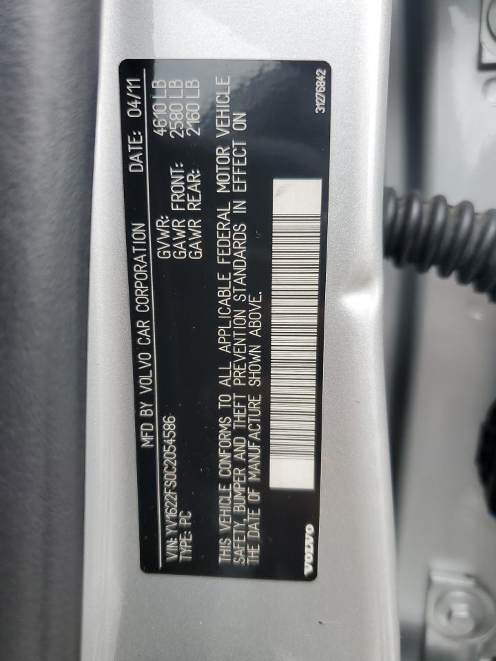 2012 Volvo S60 T5 VIN: YV1622FS0C2054586 Lot: 81753385