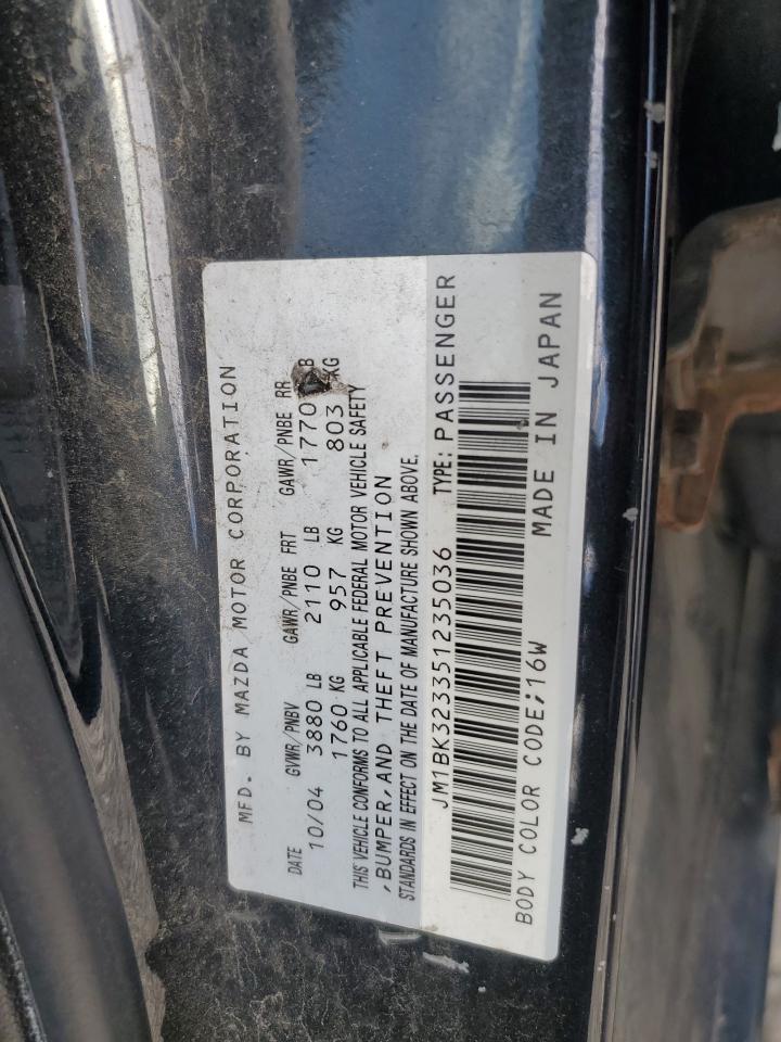 2005 Mazda 3 S VIN: JM1BK323351235036 Lot: 81096675