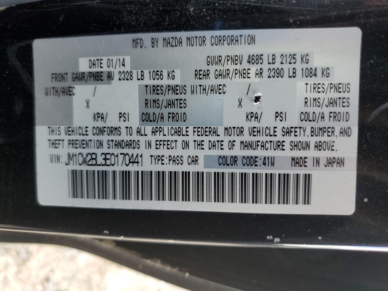 2014 Mazda 5 Sport VIN: JM1CW2BL3E0170441 Lot: 80369825