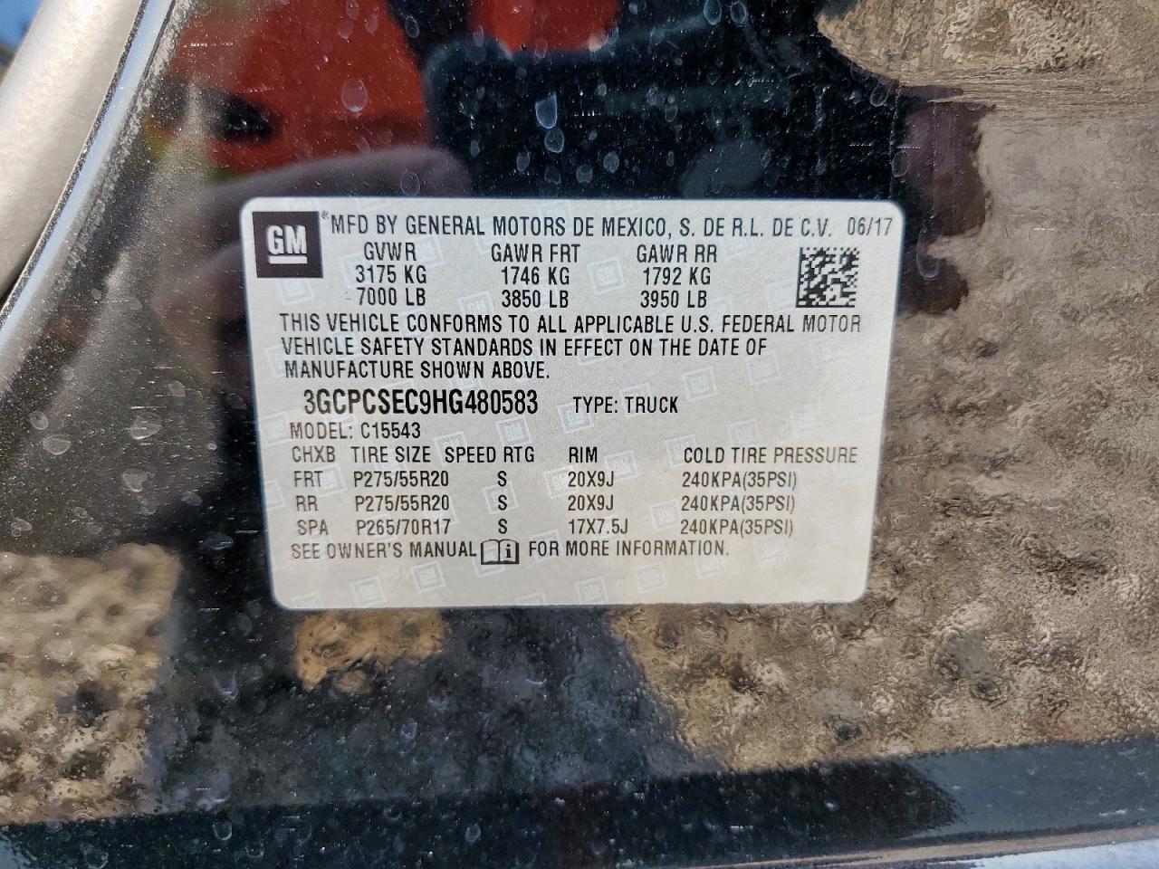 2017 Chevrolet Silverado C1500 Ltz VIN: 3GCPCSEC9HG480583 Lot: 81073435