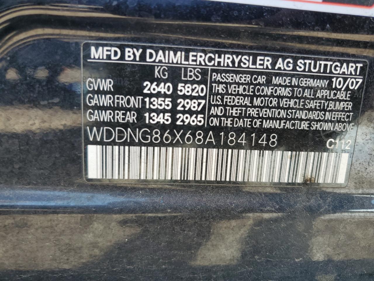 2008 Mercedes-Benz S 550 4Matic VIN: WDDNG86X68A184148 Lot: 82134335