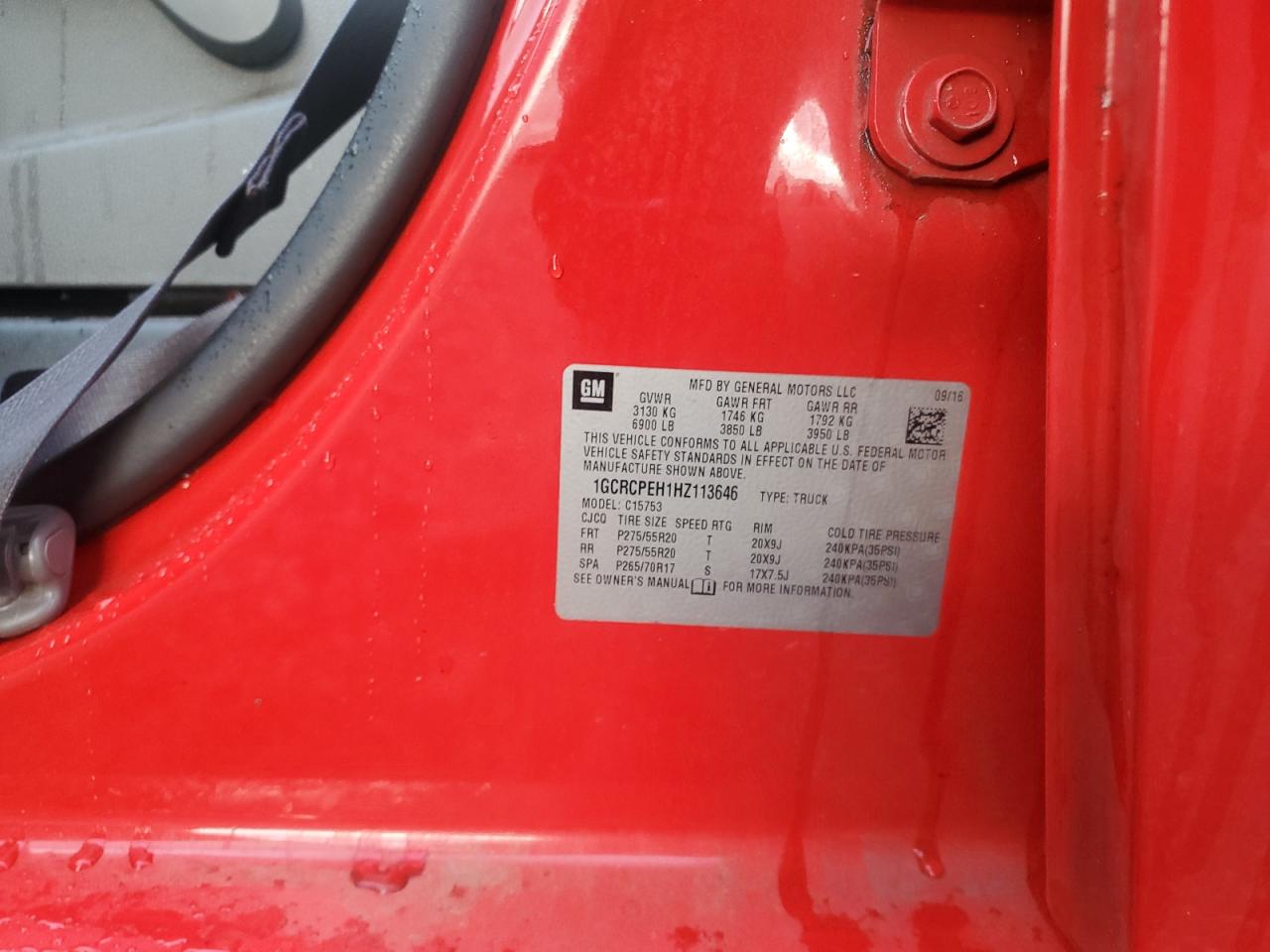 2017 Chevrolet Silverado C1500 Custom VIN: 1GCRCPEH1HZ113646 Lot: 83983565