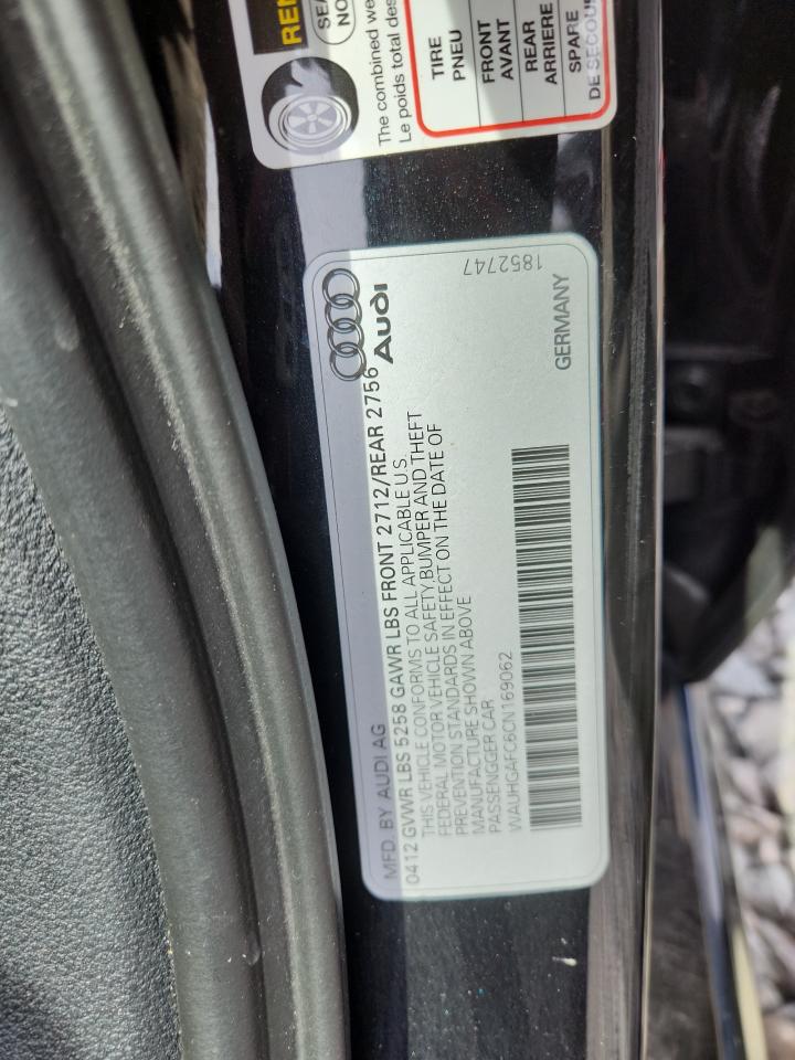 2012 Audi A6 Prestige VIN: WAUHGAFC6CN169062 Lot: 81470255