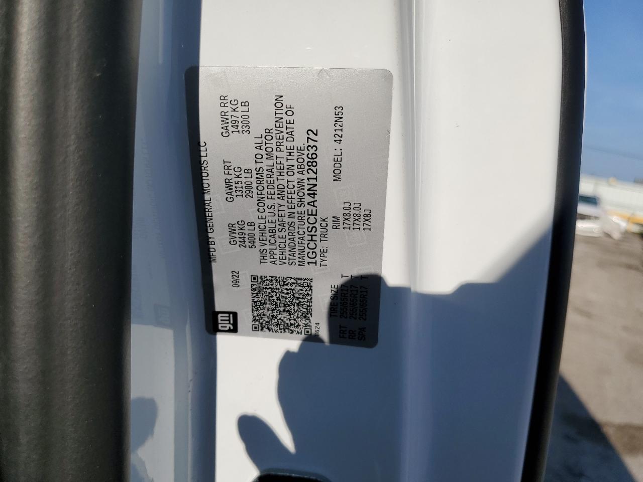 2022 Chevrolet Colorado Lt VIN: 1GCHSCEA4N1286372 Lot: 80941555