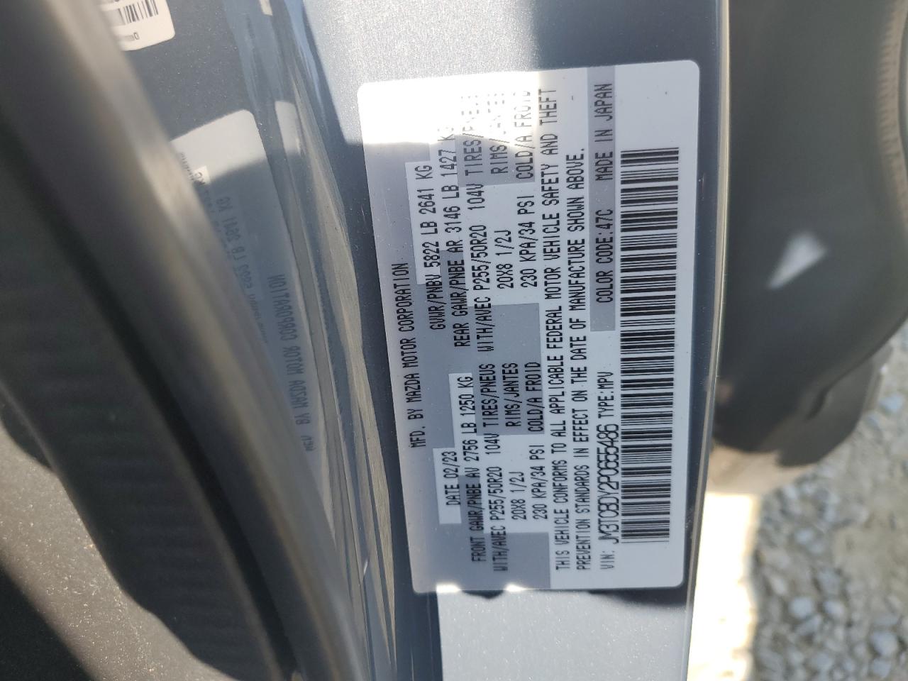 2023 Mazda Cx-9 Grand Touring VIN: JM3TCBDY2P0655486 Lot: 81757045