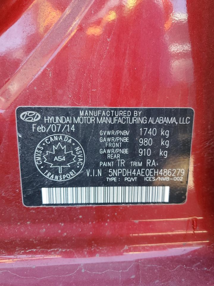2014 Hyundai Elantra Se VIN: 5NPDH4AE0EH486279 Lot: 83967515