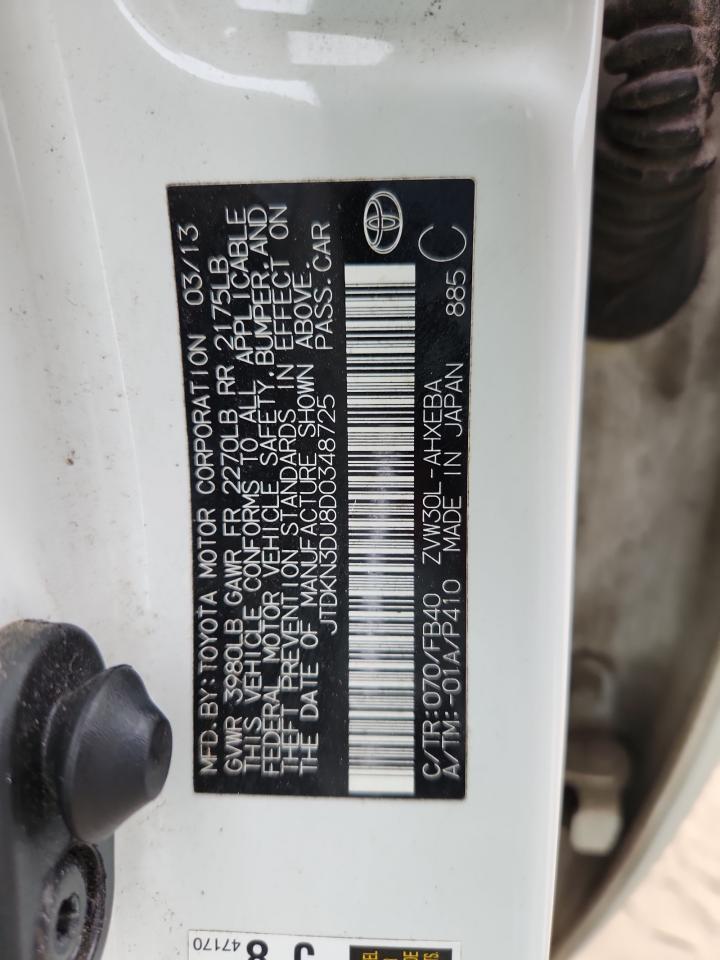 2013 Toyota Prius VIN: JTDKN3DU8D0348725 Lot: 71591845