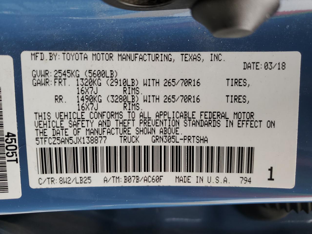 2018 Toyota Tacoma Double Cab VIN: 5TFCZ5AN5JX138877 Lot: 83989135