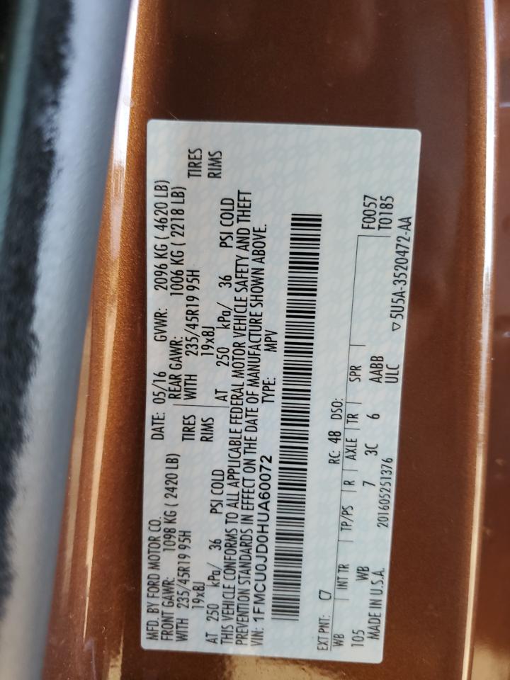 2017 Ford Escape Titanium VIN: 1FMCU0JD0HUA60072 Lot: 81065775