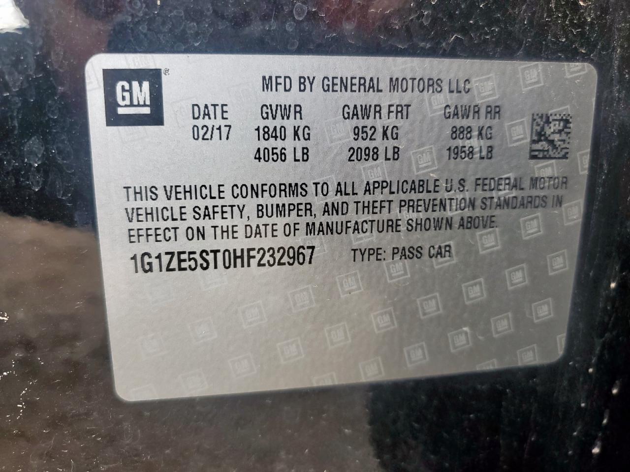 2017 Chevrolet Malibu Lt VIN: 1G1ZE5ST0HF232967 Lot: 82166695