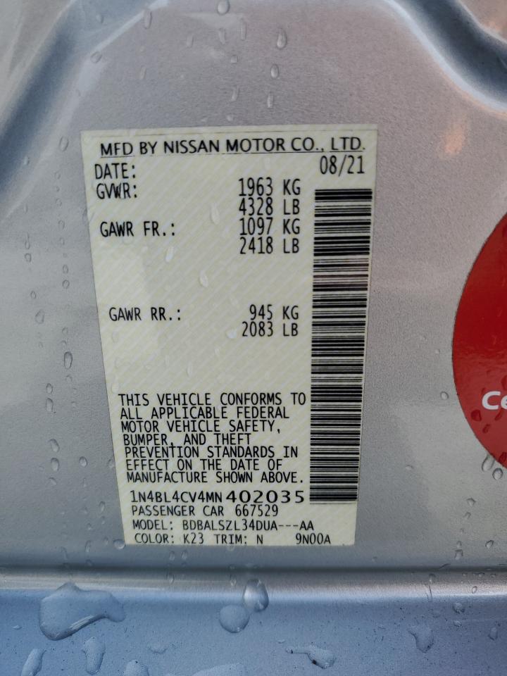 2021 Nissan Altima Sr VIN: 1N4BL4CV4MN402035 Lot: 81601795