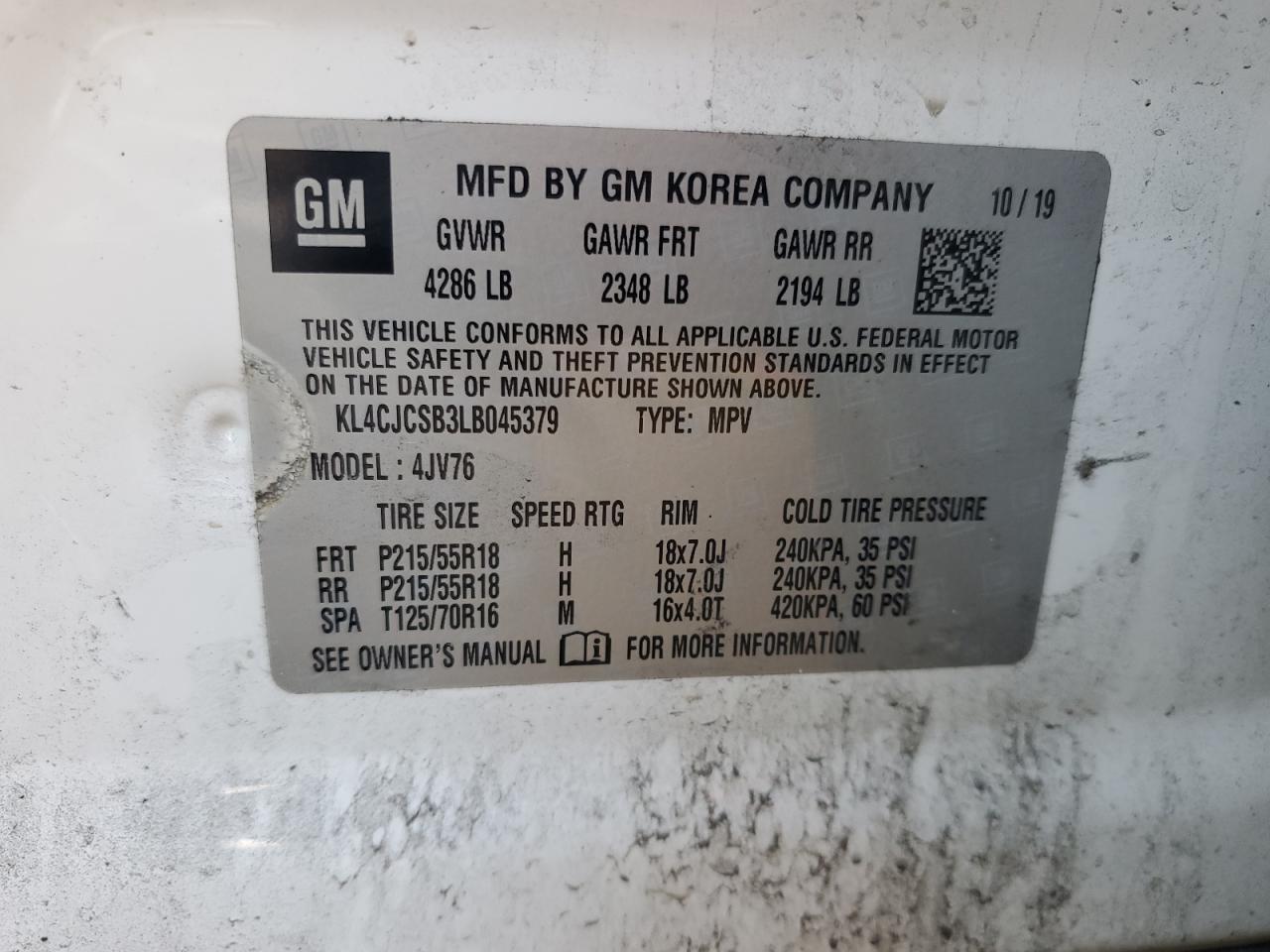 2020 Buick Encore Essence VIN: KL4CJCSB3LB045379 Lot: 70905945
