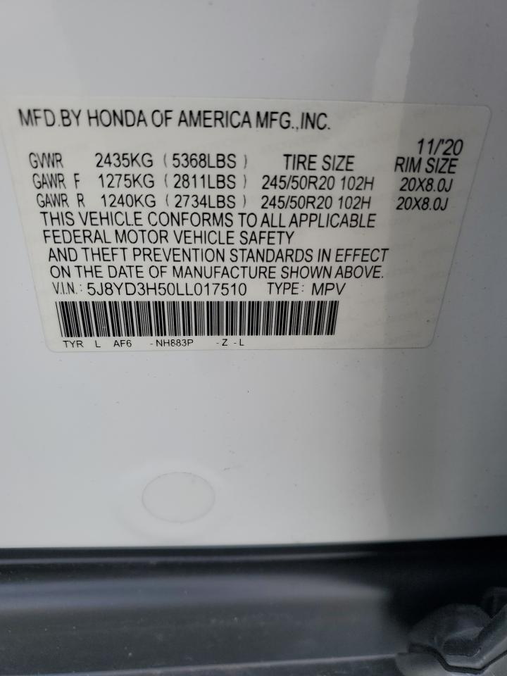 2020 Acura Mdx Technology VIN: 5J8YD3H50LL017510 Lot: 81495975