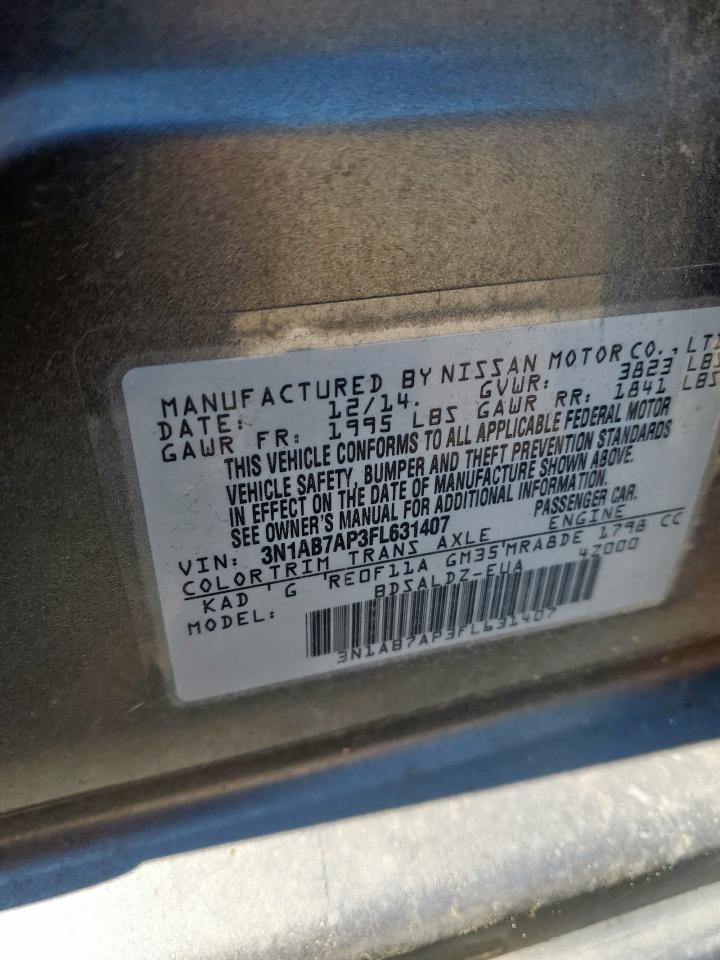 2015 Nissan Sentra S VIN: 3N1AB7AP3FL631407 Lot: 80198945