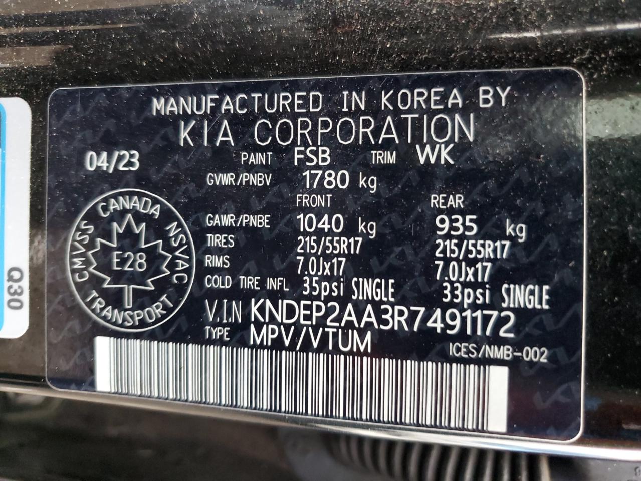 2024 Kia Seltos Lx VIN: KNDEP2AA3R7491172 Lot: 83951115