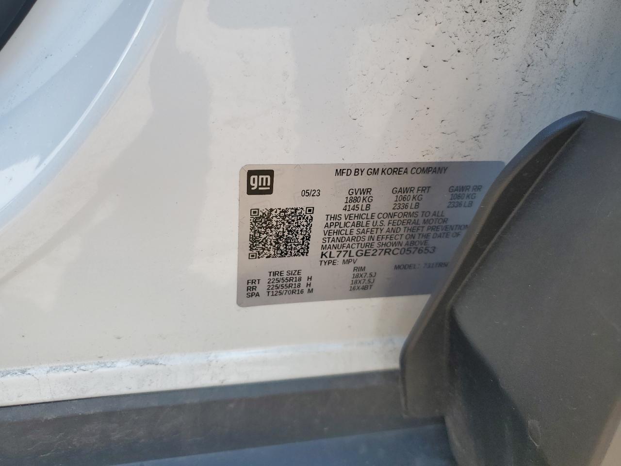 2024 Chevrolet Trax 1Rs VIN: KL77LGE27RC057653 Lot: 80561575