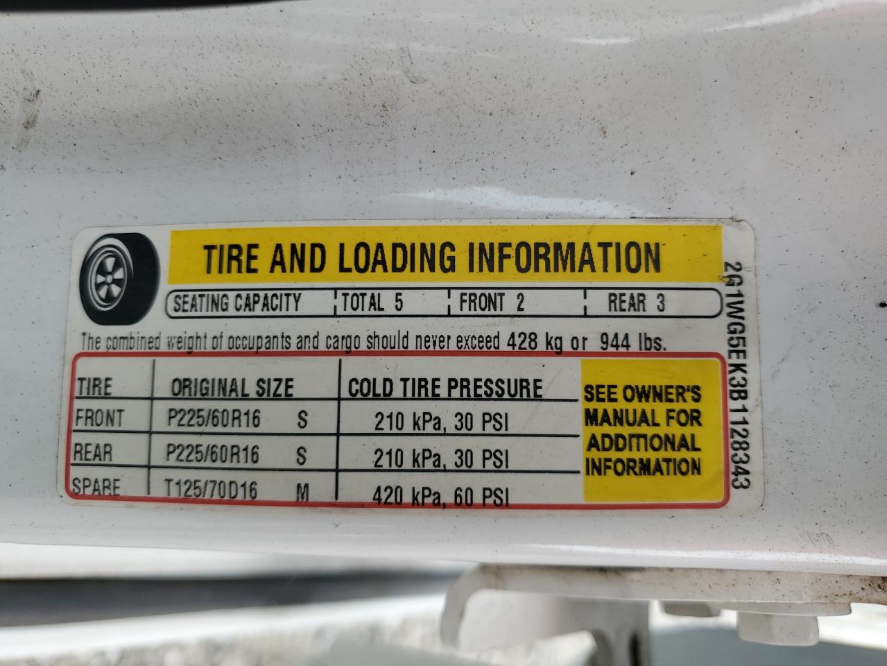 2011 Chevrolet Impala Lt VIN: 2G1WG5EK3B1128343 Lot: 70490955