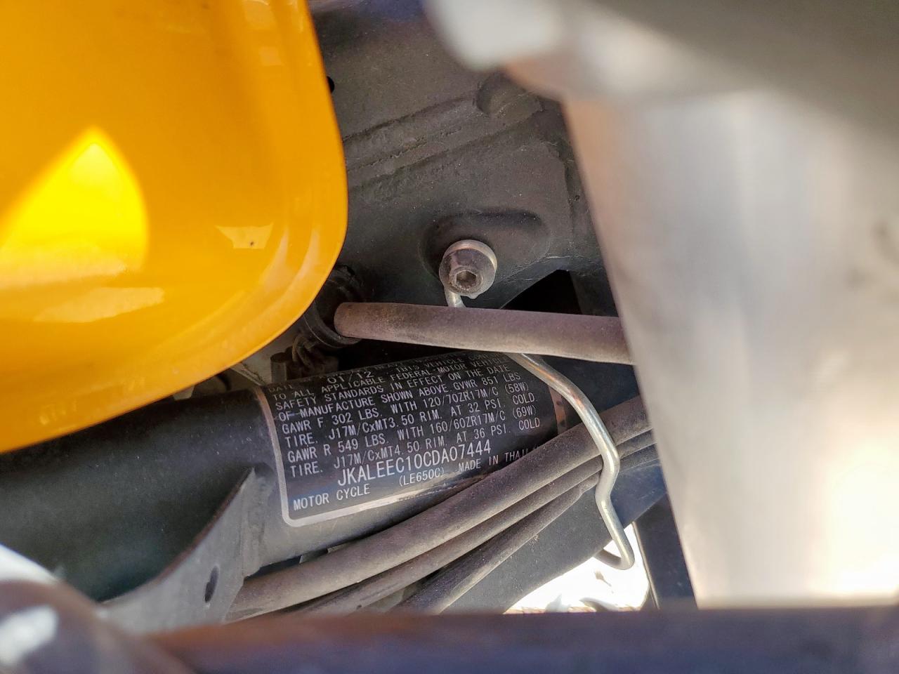 2012 Kawasaki Le650 C VIN: JKALEEC10CDA07444 Lot: 84270005