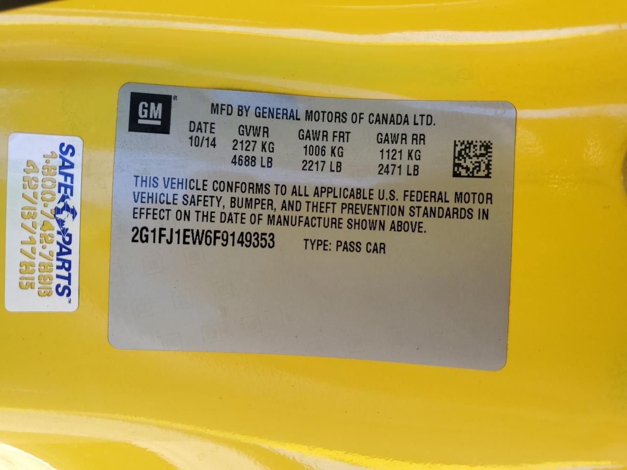 2022 Chevrolet Camaro 2Ss VIN: 2G1FJ1EW6F9149353 Lot: 80868795