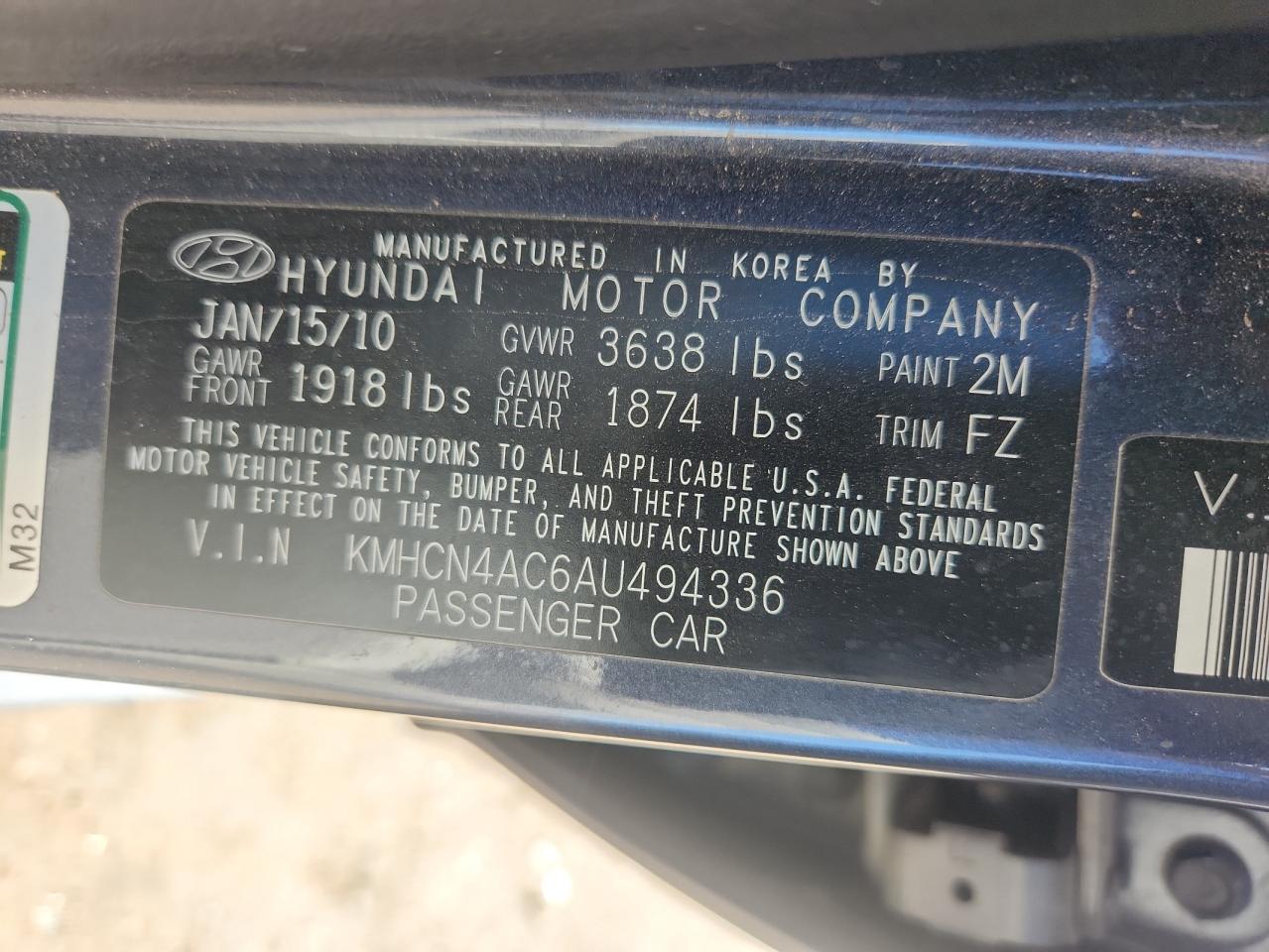 2010 Hyundai Accent Gls VIN: KMHCN4AC6AU494336 Lot: 81603175