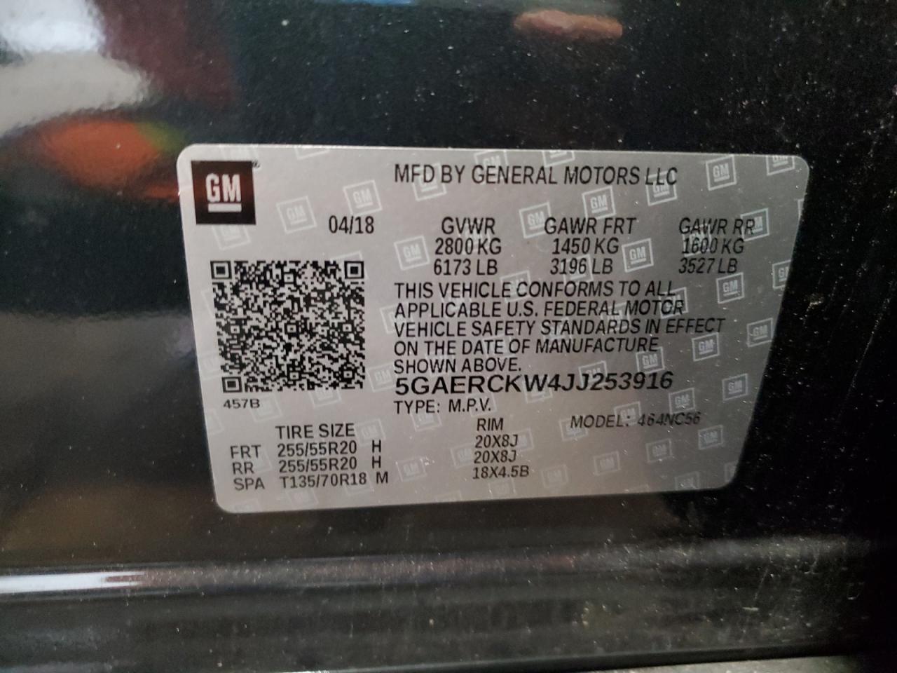 2018 Buick Enclave Premium VIN: 5GAERCKW4JJ253916 Lot: 81308485