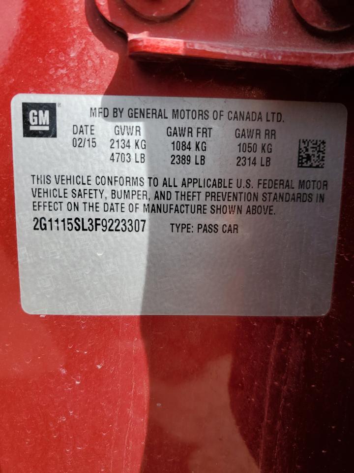 2015 Chevrolet Impala Lt VIN: 2G1115SL3F9223307 Lot: 80575445