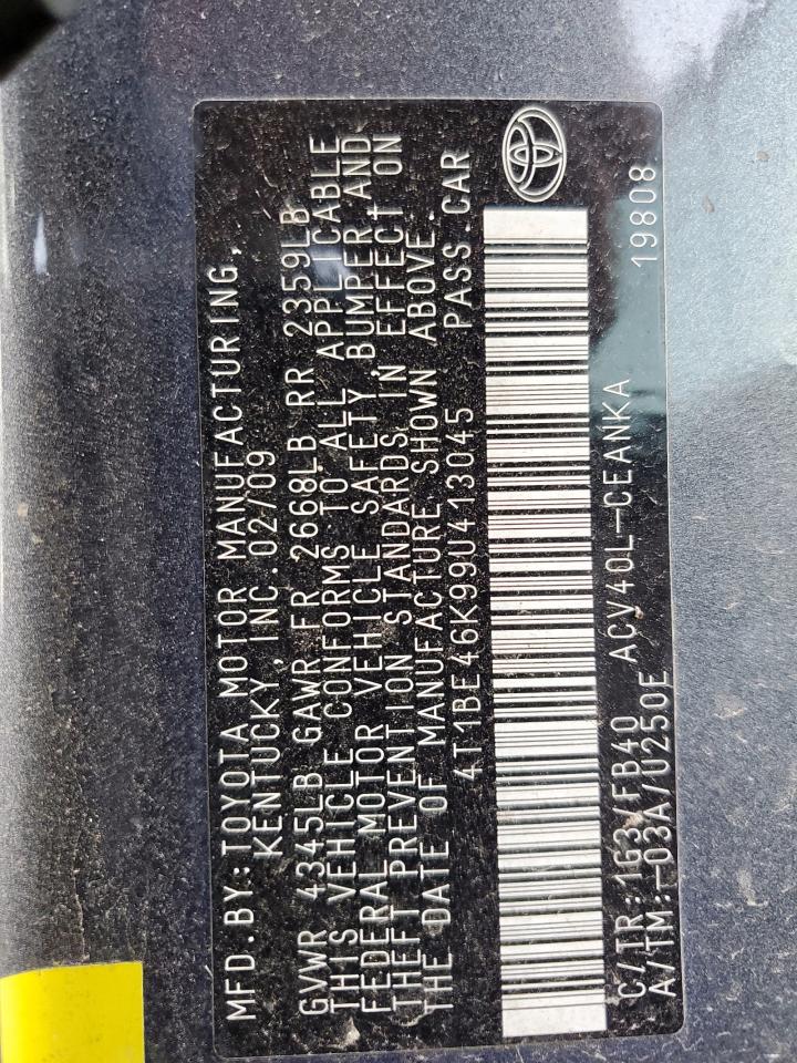 2009 Toyota Camry Base VIN: 4T1BE46K99U413045 Lot: 81444965