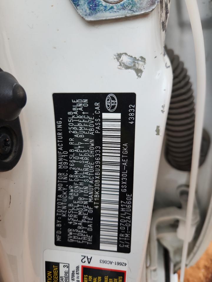 2011 Toyota Avalon Base VIN: 4T1BK3DBXBU396333 Lot: 84235995