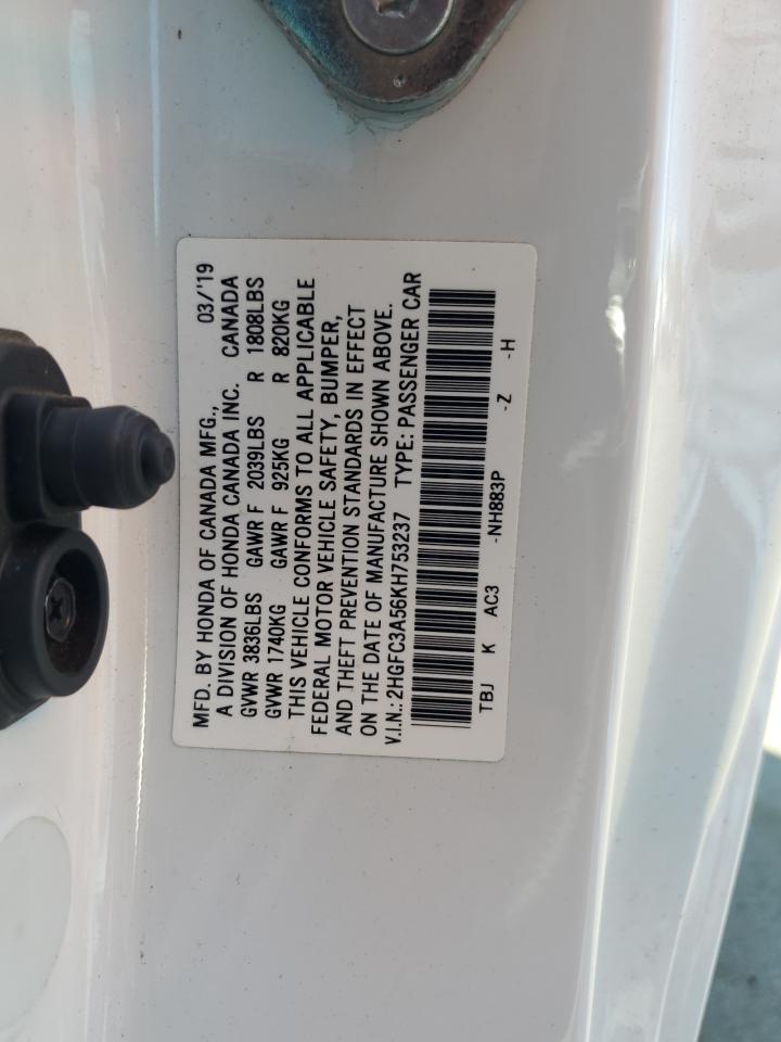 2019 Honda Civic Si VIN: 2HGFC3A56KH753237 Lot: 65540105