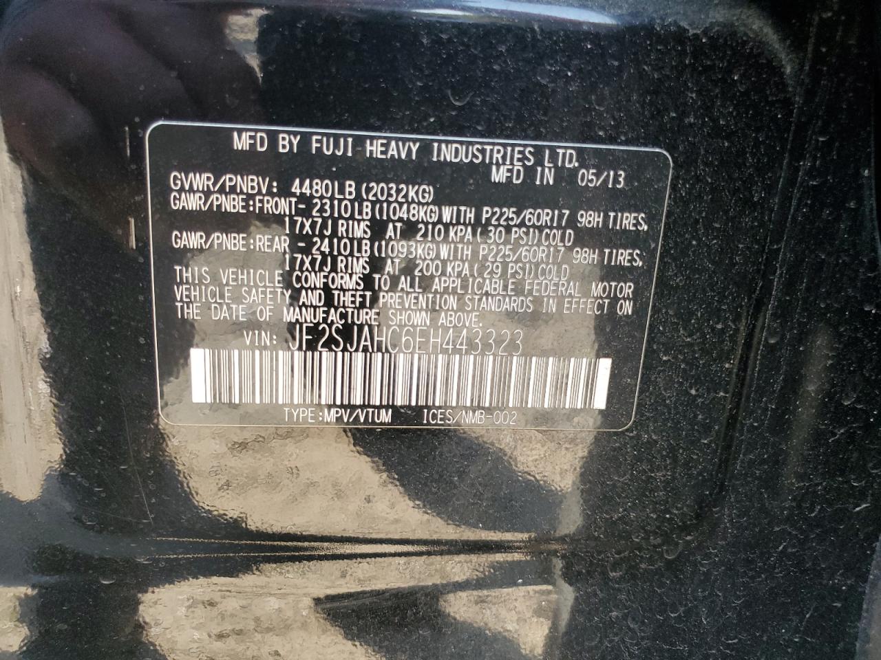 2014 Subaru Forester 2.5I Limited VIN: JF2SJAHC6EH443323 Lot: 81422475