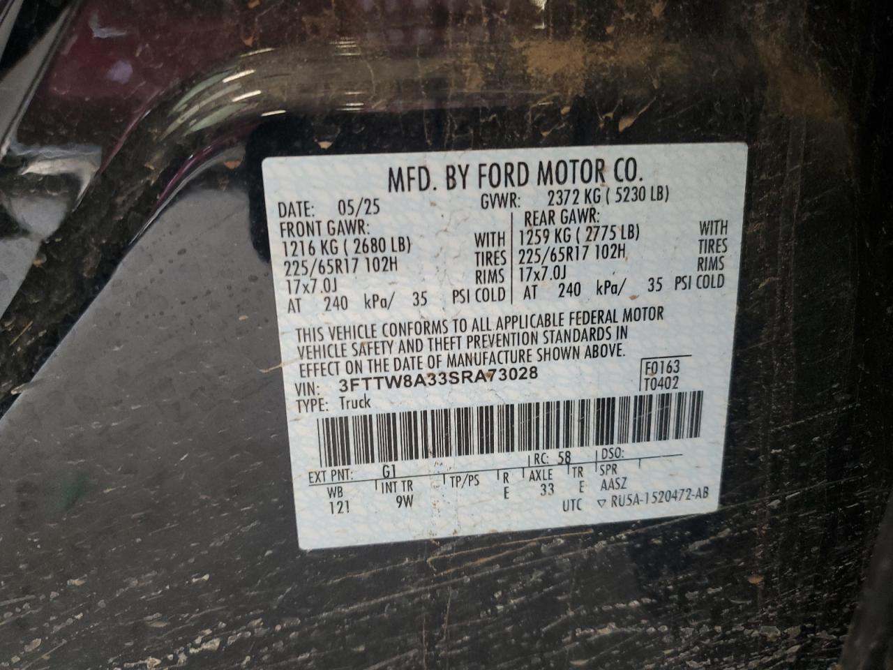 2025 Ford Maverick Xl VIN: 3FTTW8A33SRA73028 Lot: 72011075