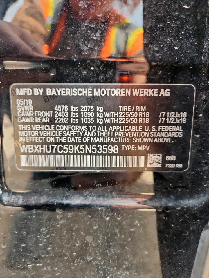 2019 BMW X1 Sdrive28I VIN: WBXHU7C59K5N53598 Lot: 81246455