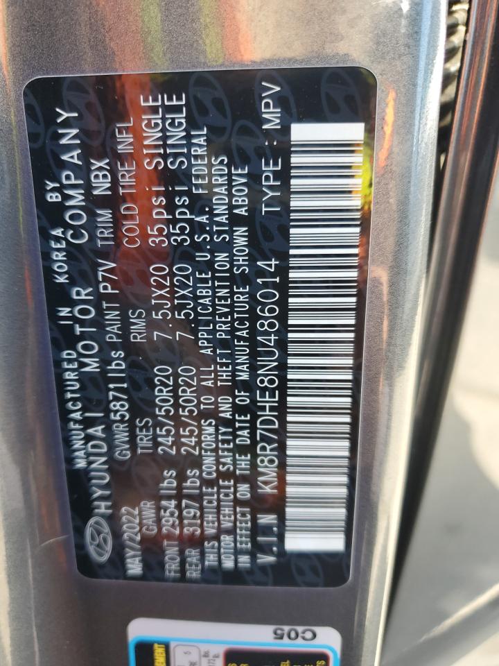 2022 Hyundai Palisade Calligraphy VIN: KM8R7DHE8NU486014 Lot: 80516185