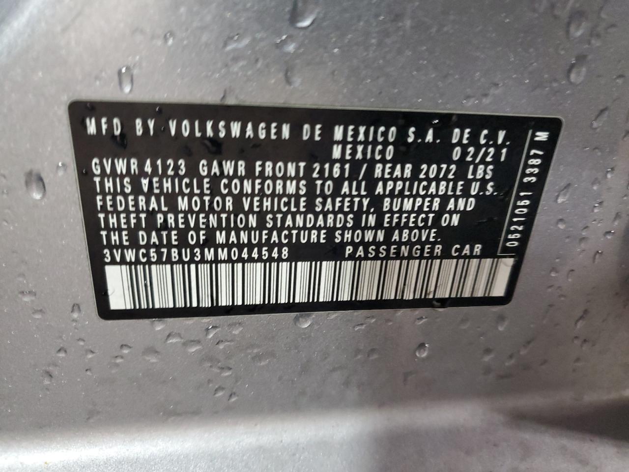 2021 Volkswagen Jetta S VIN: 3VWC57BU3MM044548 Lot: 80867105