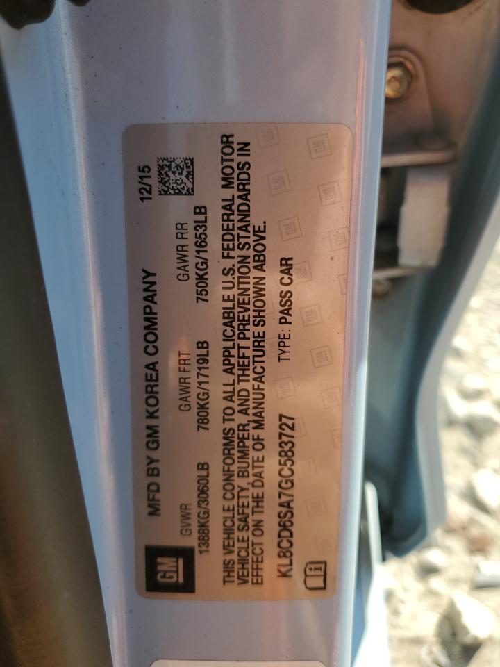 2016 Chevrolet Spark 1Lt VIN: KL8CD6SA7GC583727 Lot: 83871025