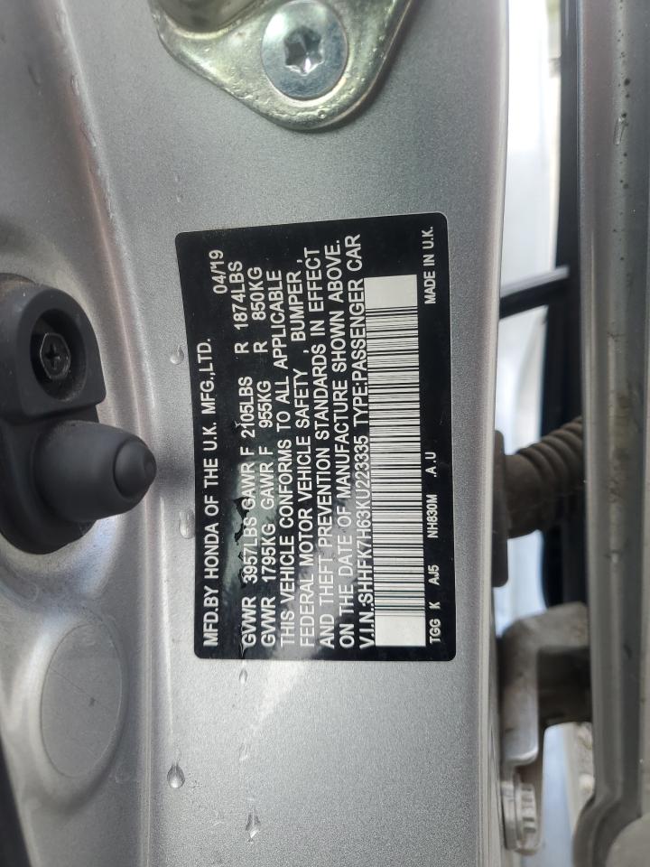 2019 Honda Civic Ex VIN: SHHFK7H63KU223335 Lot: 81428745