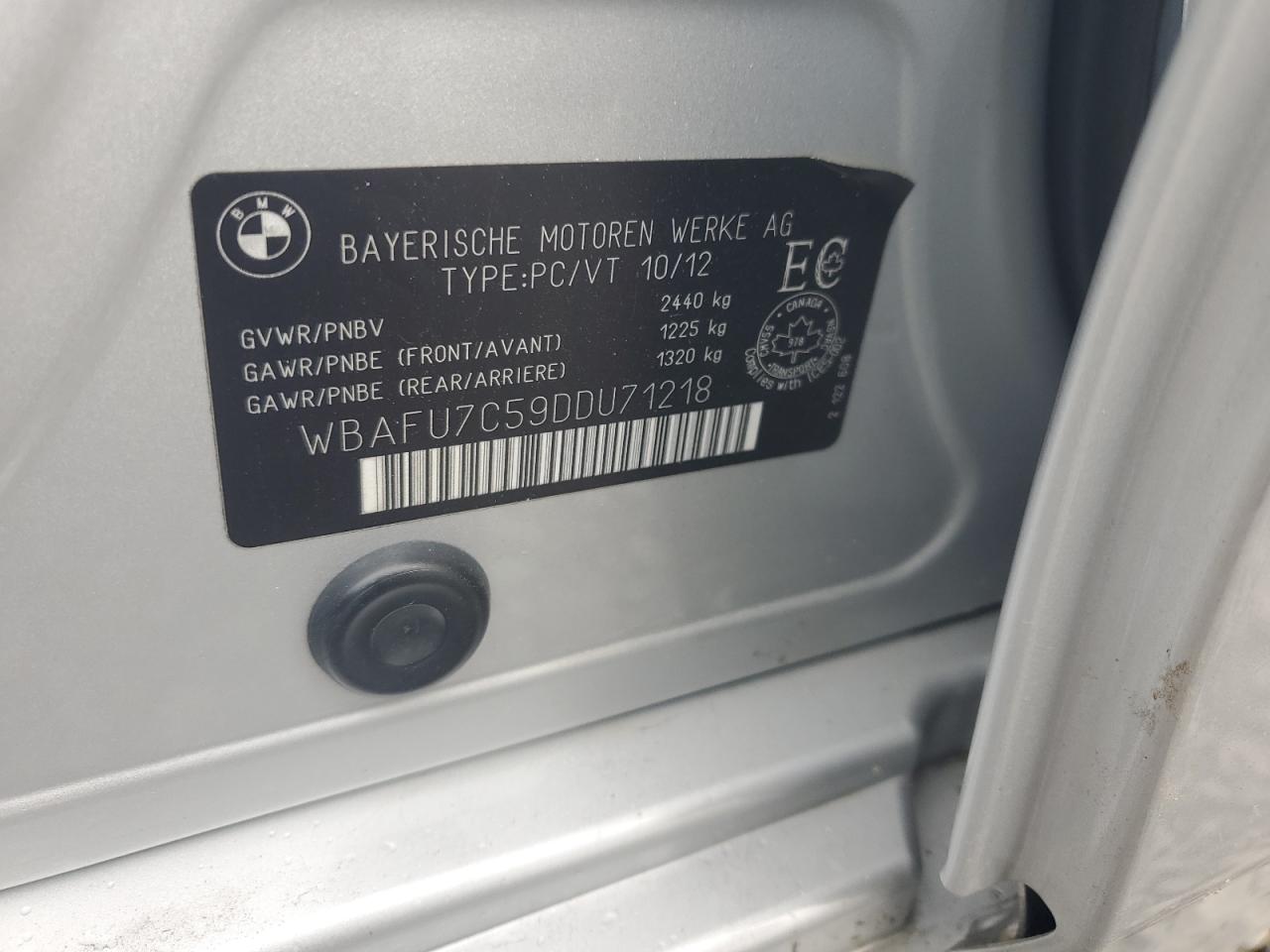 2013 BMW 535 Xi VIN: WBAFU7C59DDU71218 Lot: 81726795