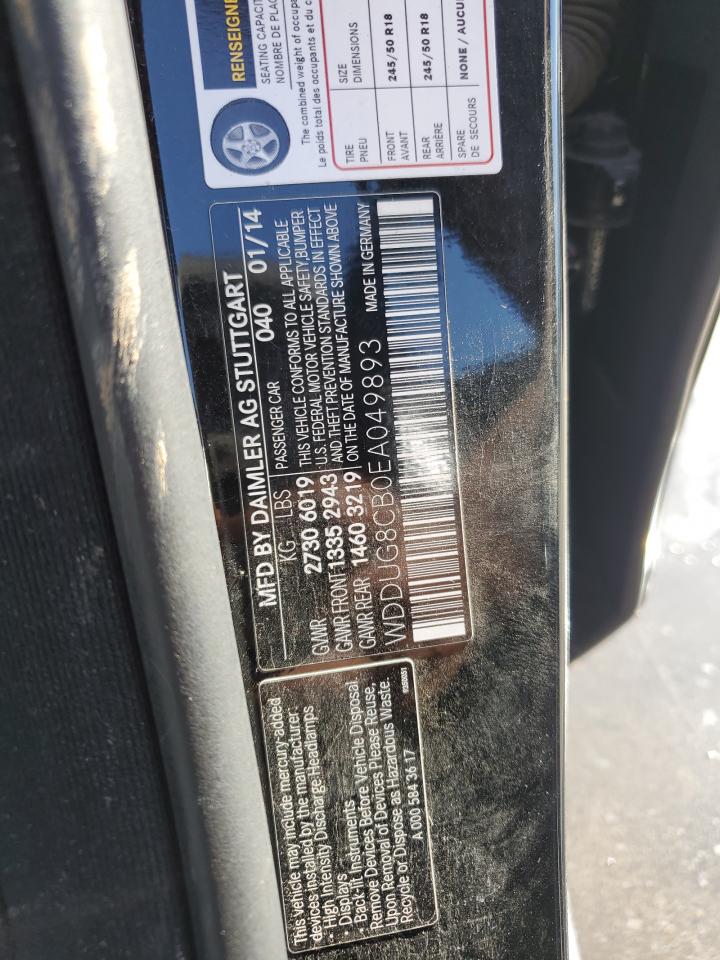 2014 Mercedes-Benz S 550 VIN: WDDUG8CB0EA049893 Lot: 81135225