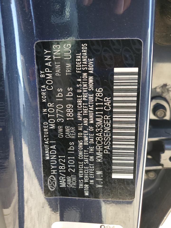 2021 Hyundai Venue Sel VIN: KMHRC8A33MU111786 Lot: 70770225