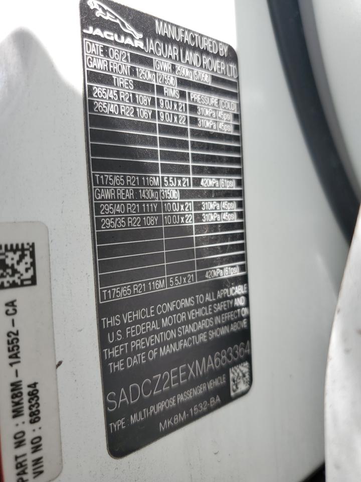 2021 Jaguar F-Pace Svr VIN: SADCZ2EEXMA683364 Lot: 71636175