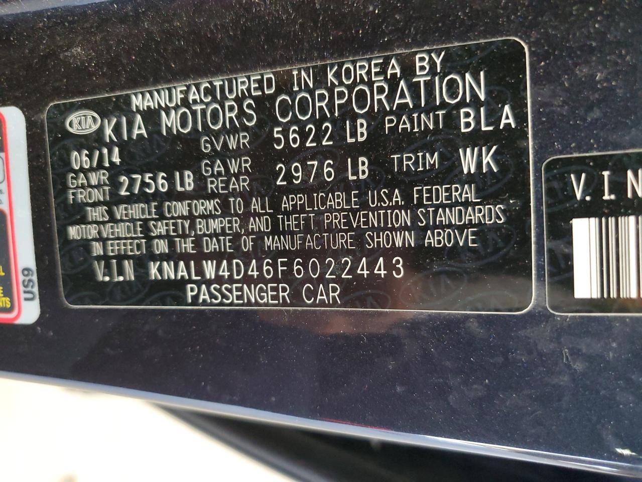 2015 Kia K900 VIN: KNALW4D46F6022443 Lot: 81701525