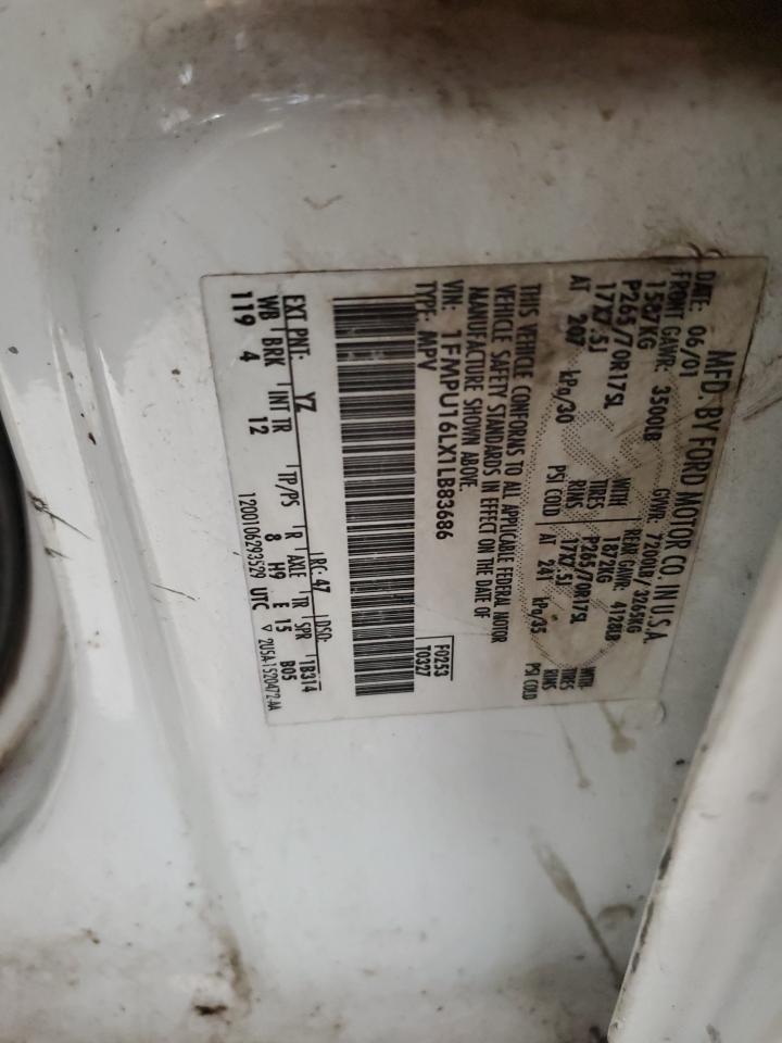 2001 Ford Expedition Xlt VIN: 1FMPU16LX1LB83686 Lot: 71412325